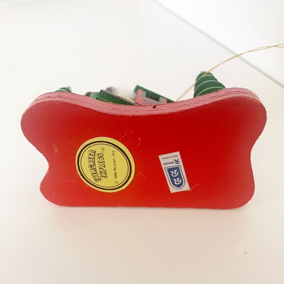 Vintage Roman Evergreen Express Wooden Christmas Train Ornament 1986 - Picture 5 of 8